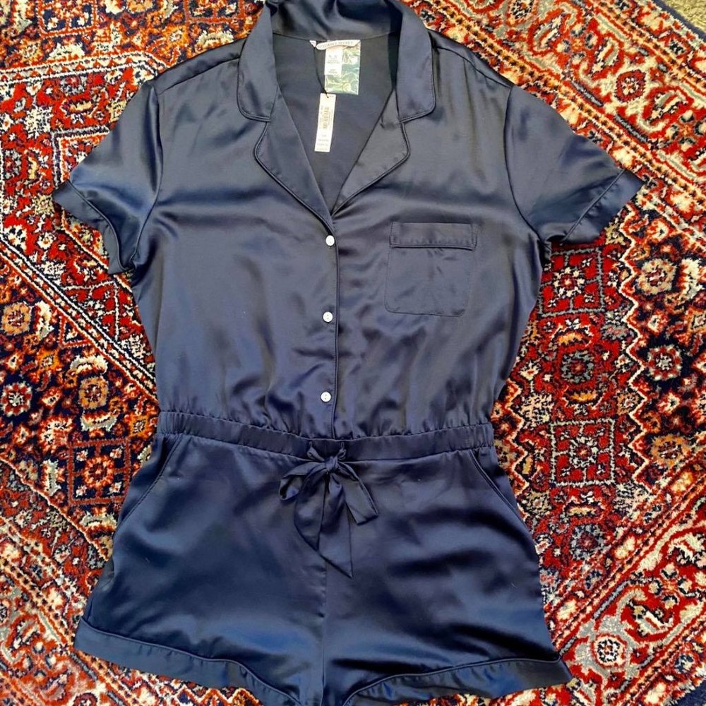 Blue Silky Victoria's Secret Loungewear Romper